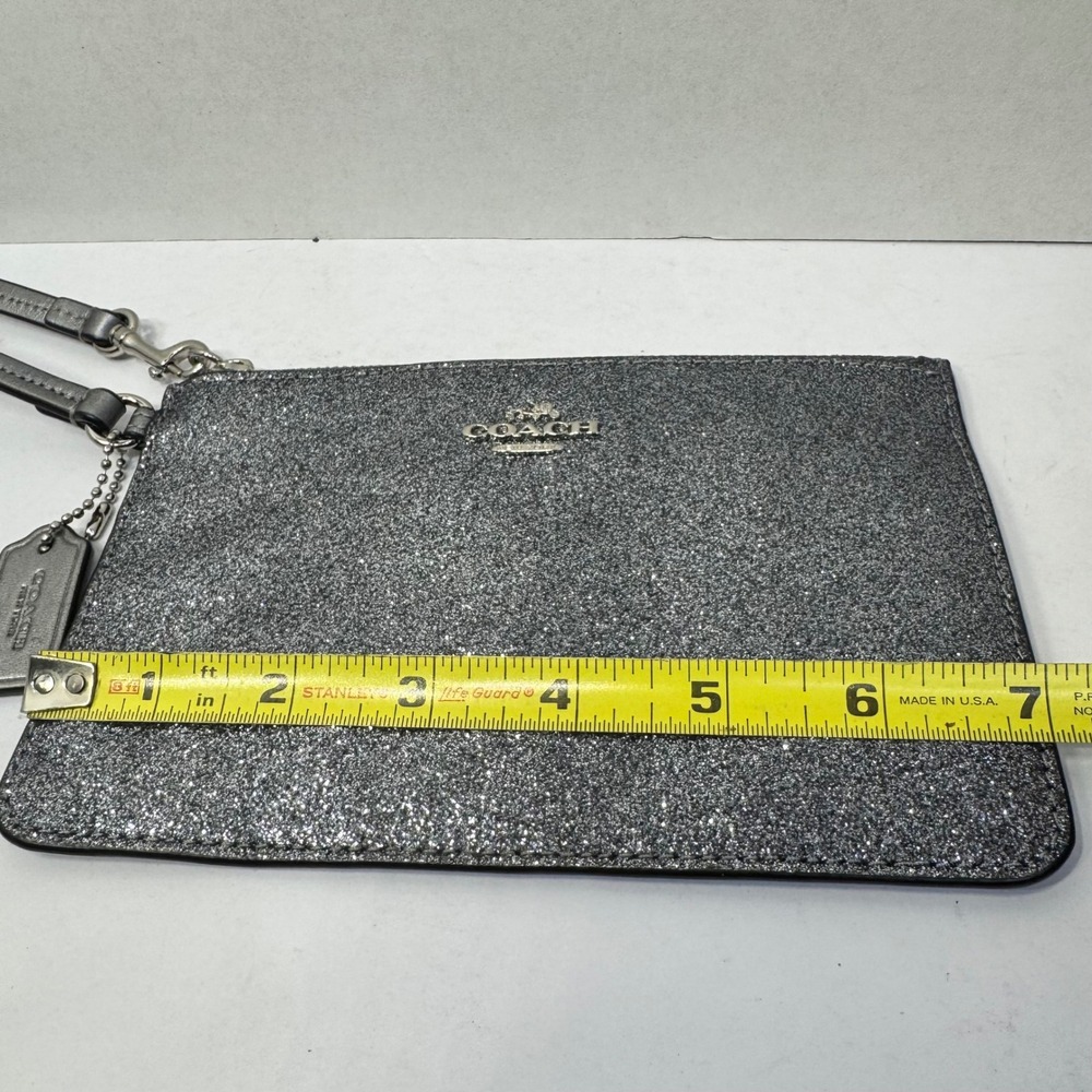Coach Gunmetal Silver Glitter Wristlet Clutch Wallet #G1595-F64670 July 2015 EUC - Picture 5 of 9